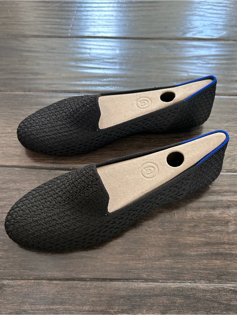 Rothy's The Loafer Flats with Blue Trim Honeycomb Textured Size 6.5 READ